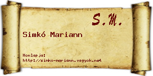 Simkó Mariann névjegykártya