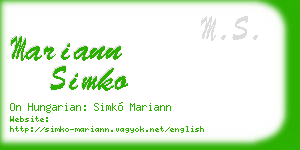 mariann simko business card